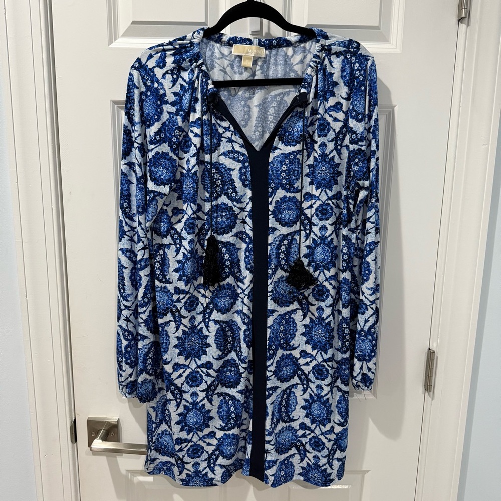 Michael Kors Navy and White Swim Cover-Up